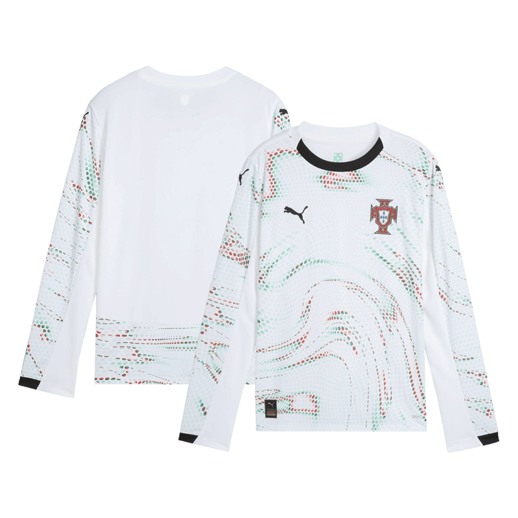 Camiseta de fútbol de Portugal de manga larga para visitante 2025, blanca