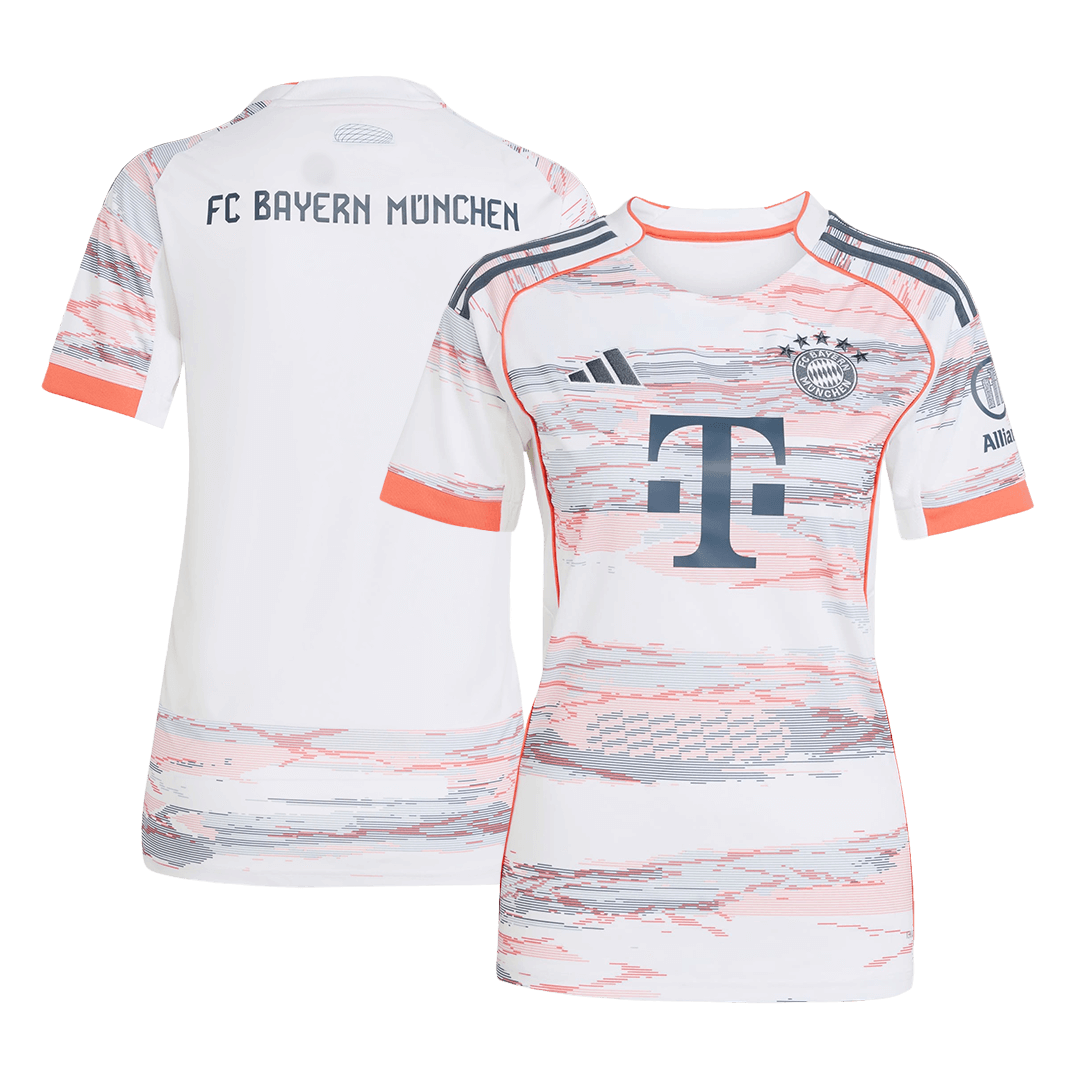 Camiseta de fútbol visitante del Bayern Múnich 2025/26 para mujer, color blanco