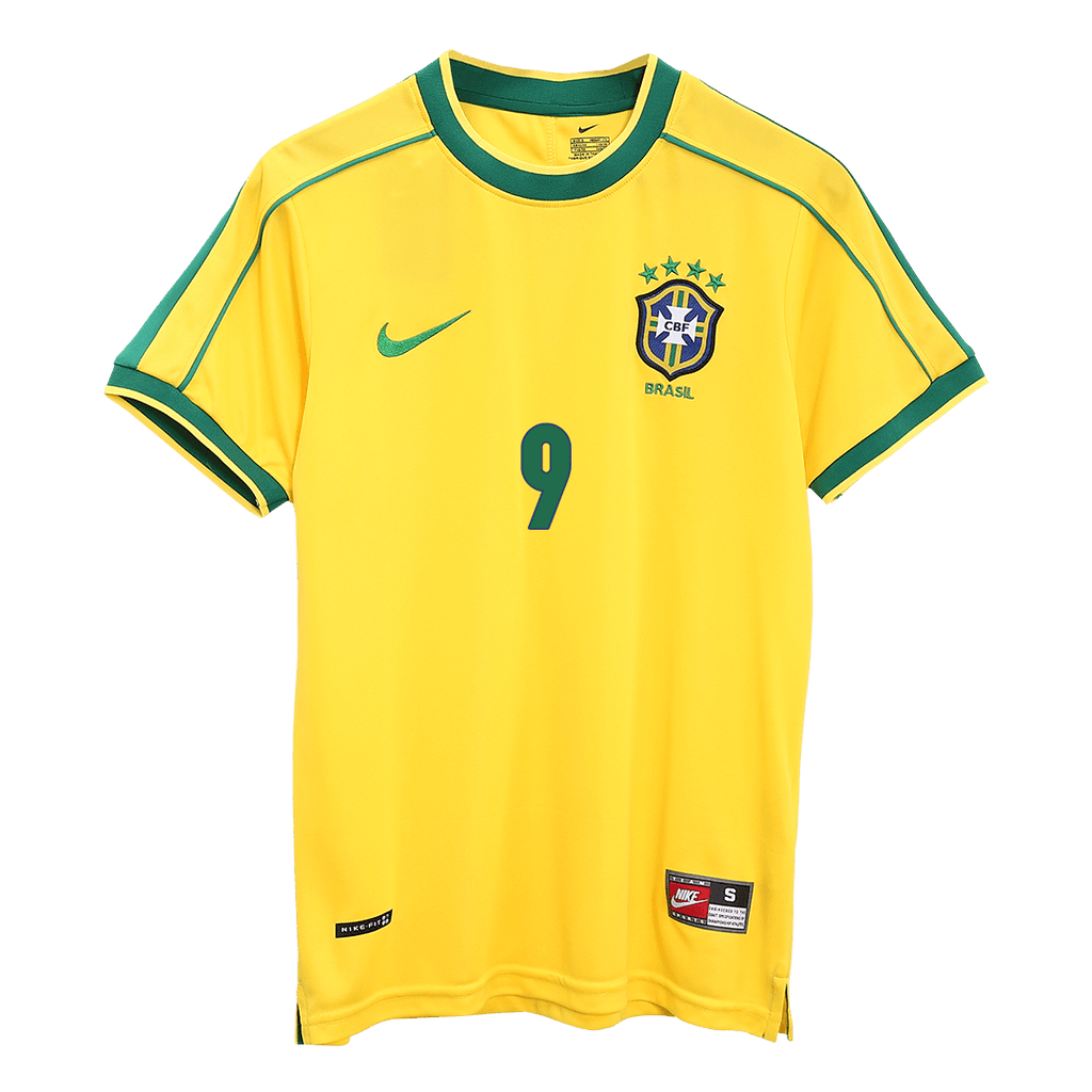 Camiseta de fútbol retro RONALDO #9 de Brasil 1998 - Copa del Mundo