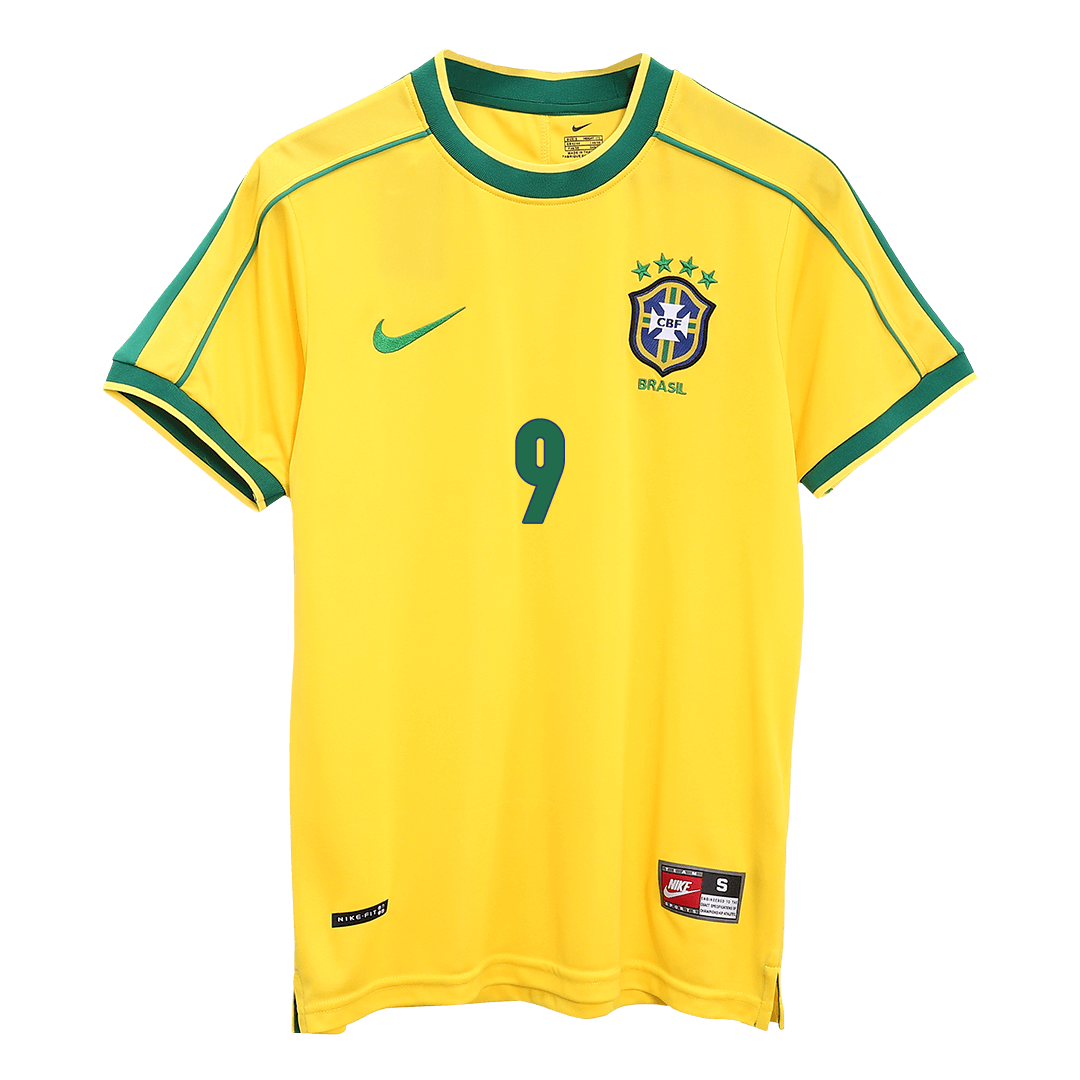 Camiseta de fútbol retro RONALDO #9 de Brasil 1998 - Copa del Mundo