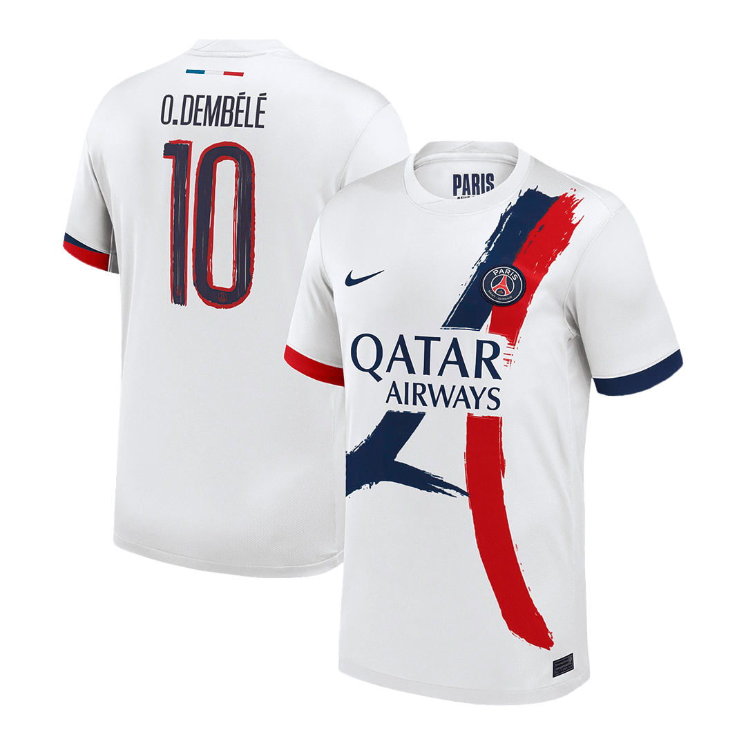 Maillot de football O.DEMBÉLÉ#10 PSG Extérieur 2024/25 Blanc - UCL