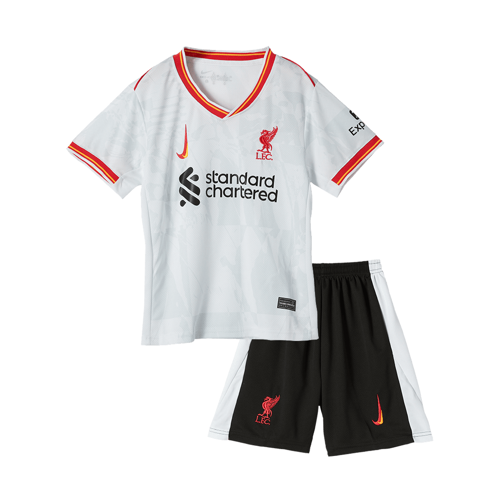 Maillots de football Liverpool pas chers pour enfant, troisième maillot extérieur 2024/25 (maillot + short)