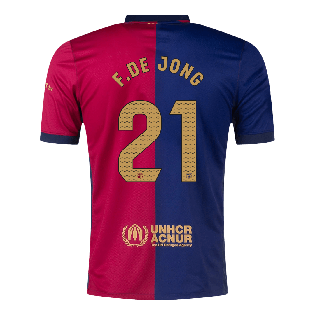 Maillot de football F.DE JONG #21 Barcelone Domicile 2024/25 - Logo Spotify sans texte