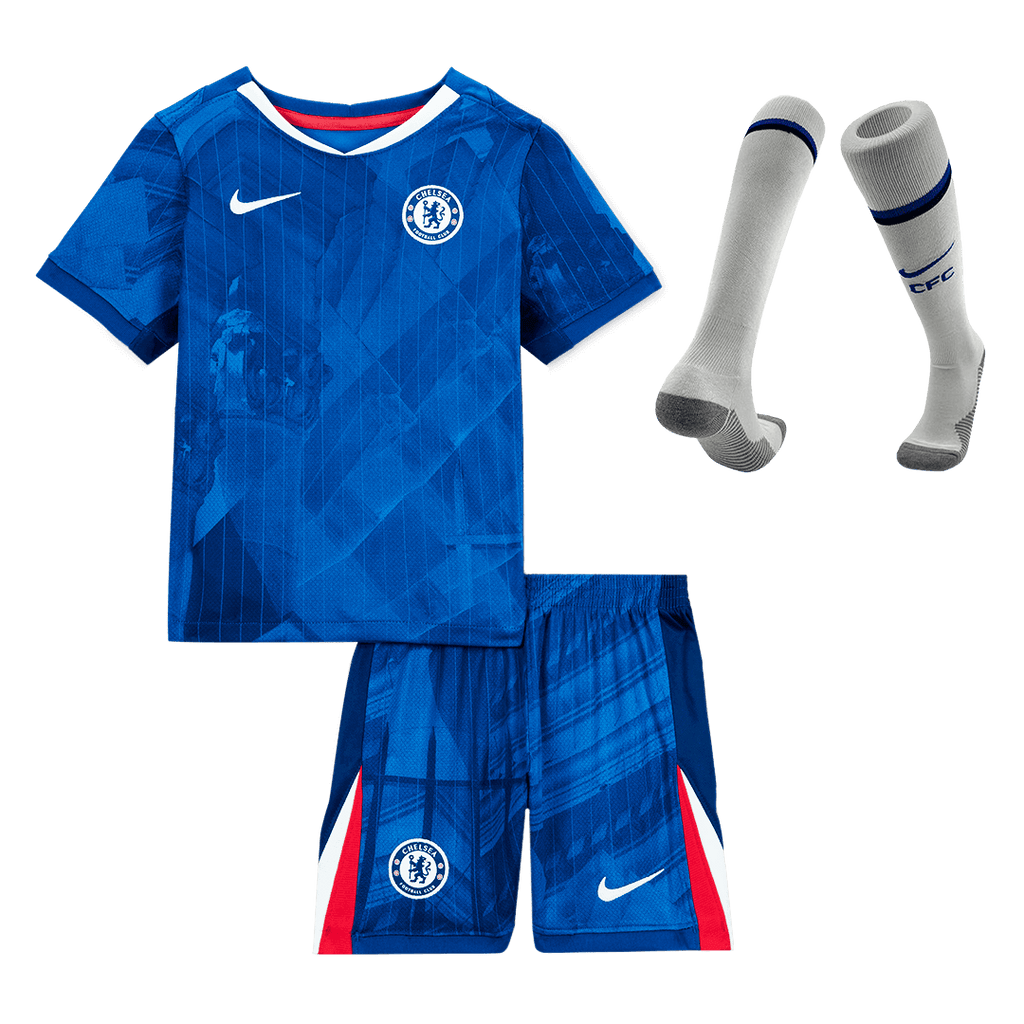 Kit de fútbol para niños: camiseta de local del Chelsea (camiseta, pantalones cortos y calcetines) 2025/26, azul