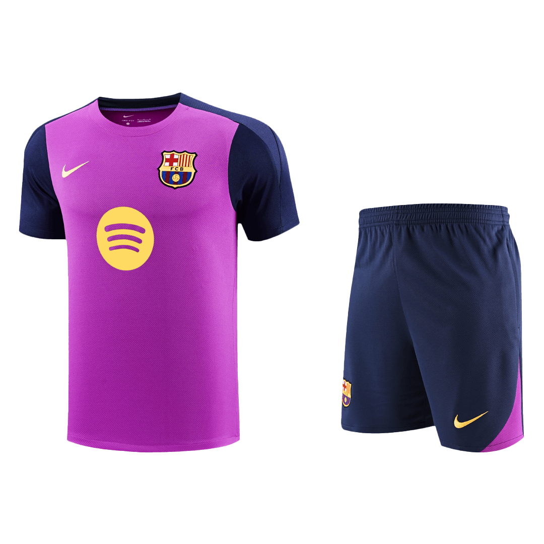 Soccer Kits Barcelona Pre-Match Training Soccer Jersey Kit(Jersey+Shorts) 2025/26 Purple