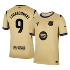 Maillot de football LEWANDOWSKI #9 Barcelone Extérieur 2025/26 Jaune - UCL