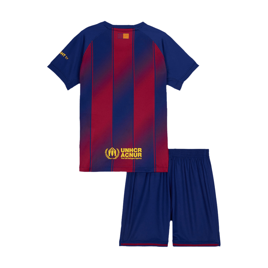 Maillot de football domicile Barcelone pour enfant (maillot + short) 2025/26 rouge et bleu