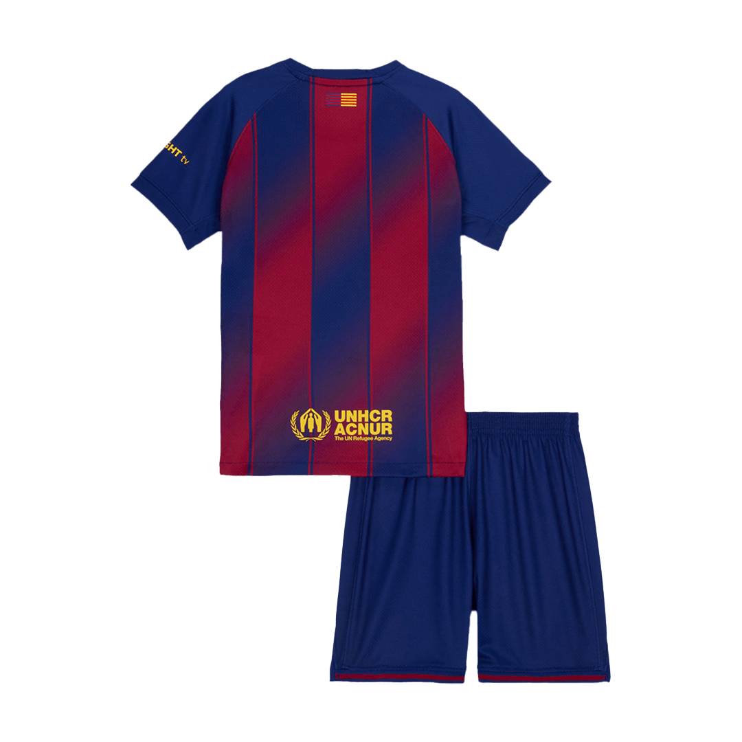 Maillot de football domicile Barcelone pour enfant (maillot + short) 2025/26 rouge et bleu