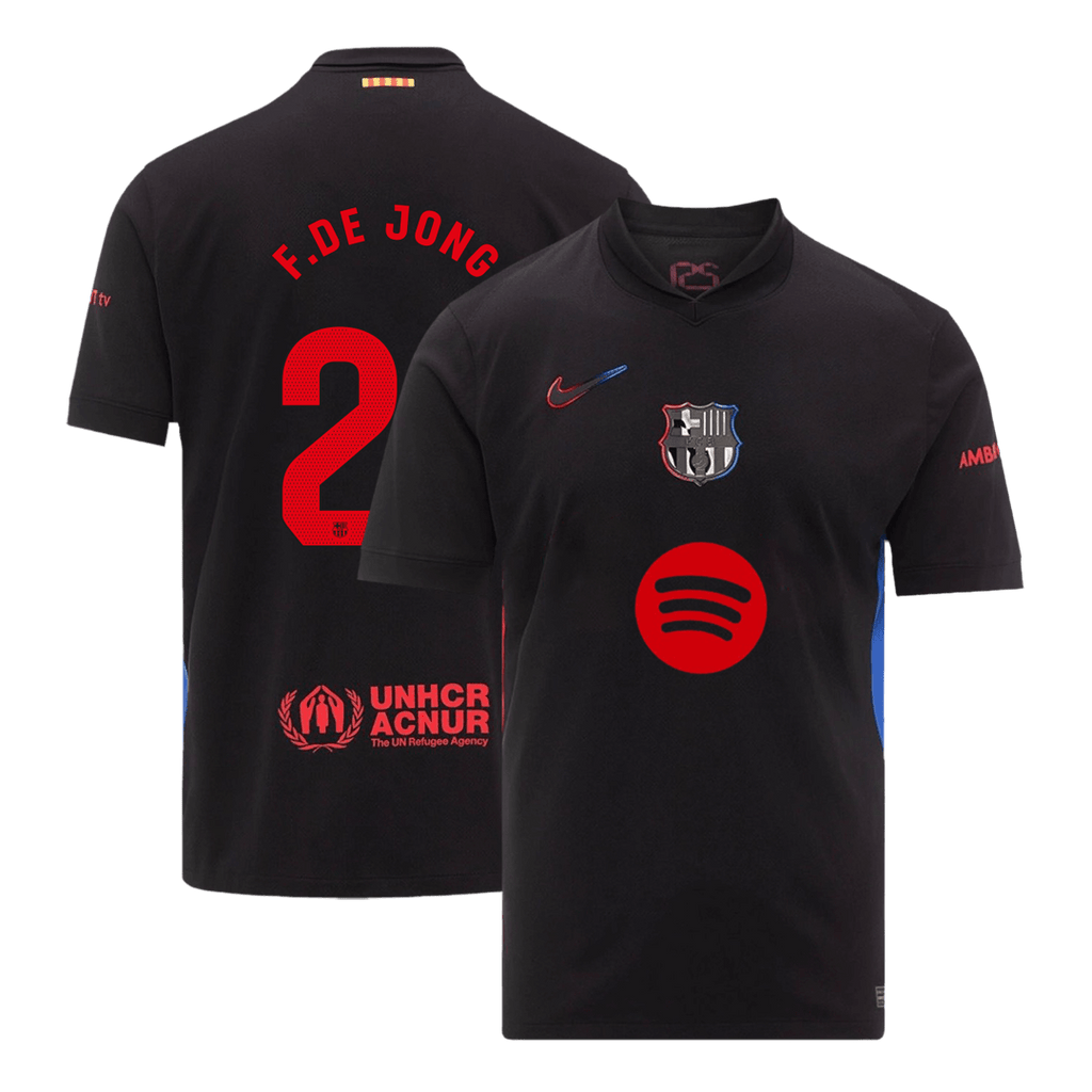 Maillot de football F.DE JONG #21 Barcelone Extérieur 2024/25 - Logo Spotify sans texte