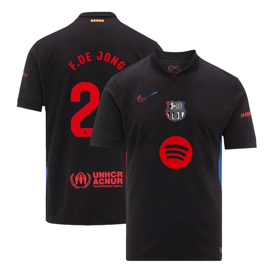 Maillot de football F.DE JONG #21 Barcelone Extérieur 2024/25 - Logo Spotify sans texte