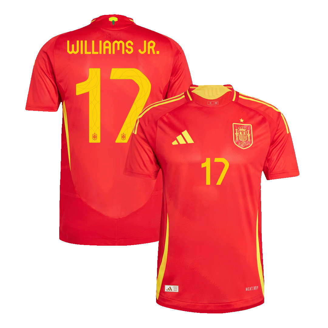 Soccer Kits Authentic WILLIAMS JR. #17 Spain Home Soccer Jersey Euro 2024