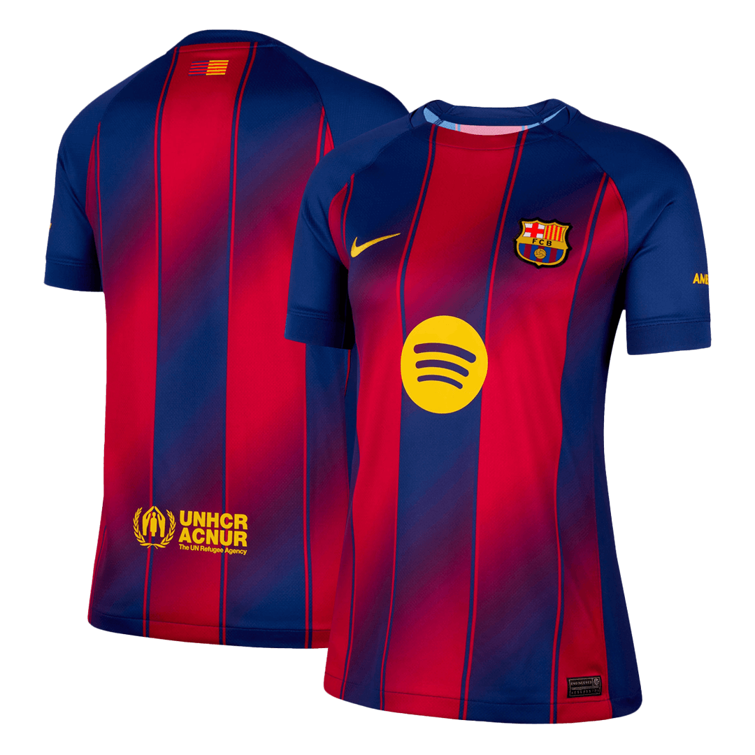 Camiseta de fútbol local del Barcelona para mujer 2025/26 azul y rojo