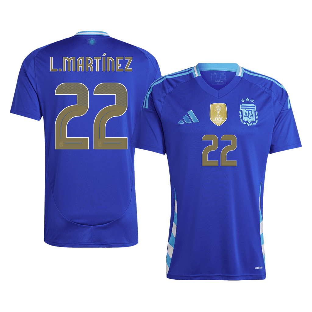 Kits de fútbol L.MART?NEZ #22 Argentina Camiseta de fútbol visitante 2024