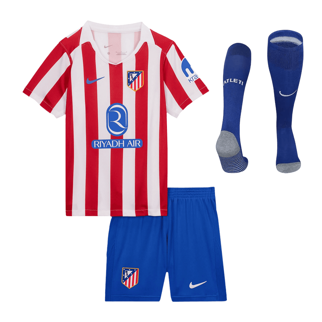 Maillot de football domicile Atlético Madrid pour enfant (maillot, short, chaussettes) 2025/26