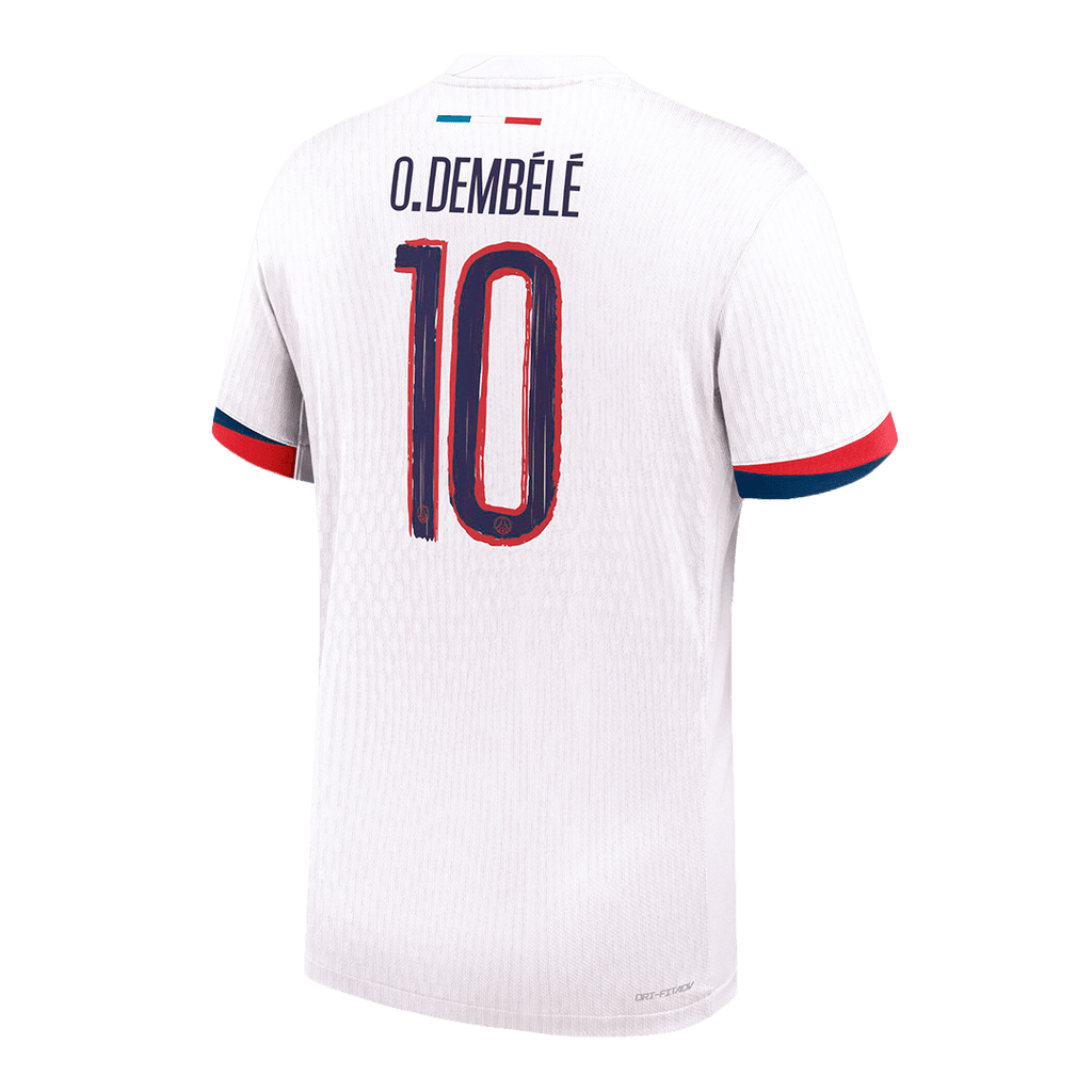 Soccer Kits Authentic O.DEMBÉLÉ#10 PSG Away Soccer Jersey 2024/25 White - UCL