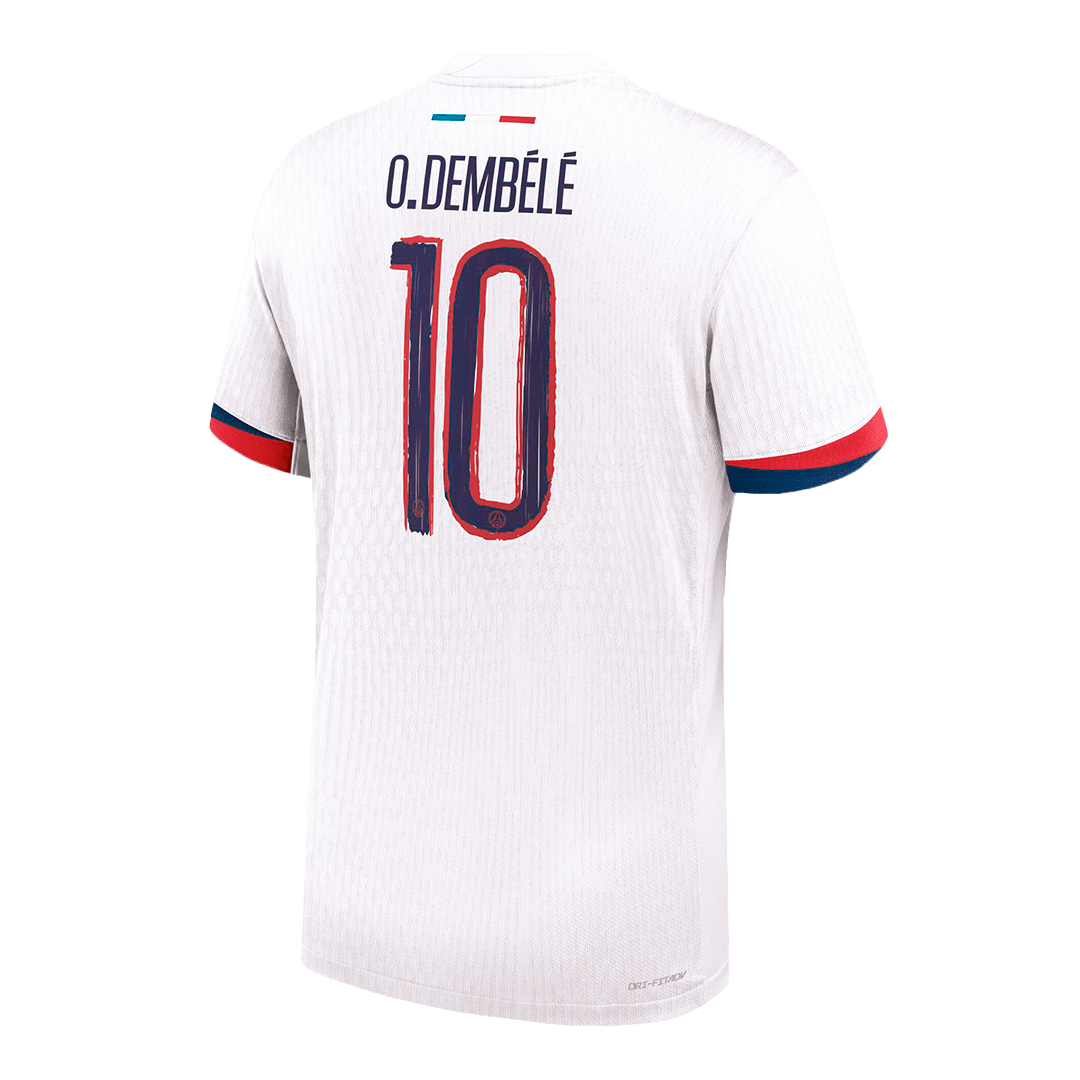 Soccer Kits Authentic O.DEMBÉLÉ#10 PSG Away Soccer Jersey 2024/25 White - UCL