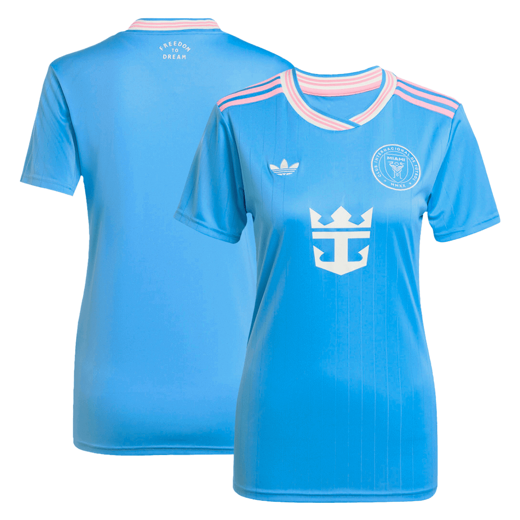 Camiseta de fútbol de visitante del Inter Miami 2025 para mujer, azul, tercera equipación