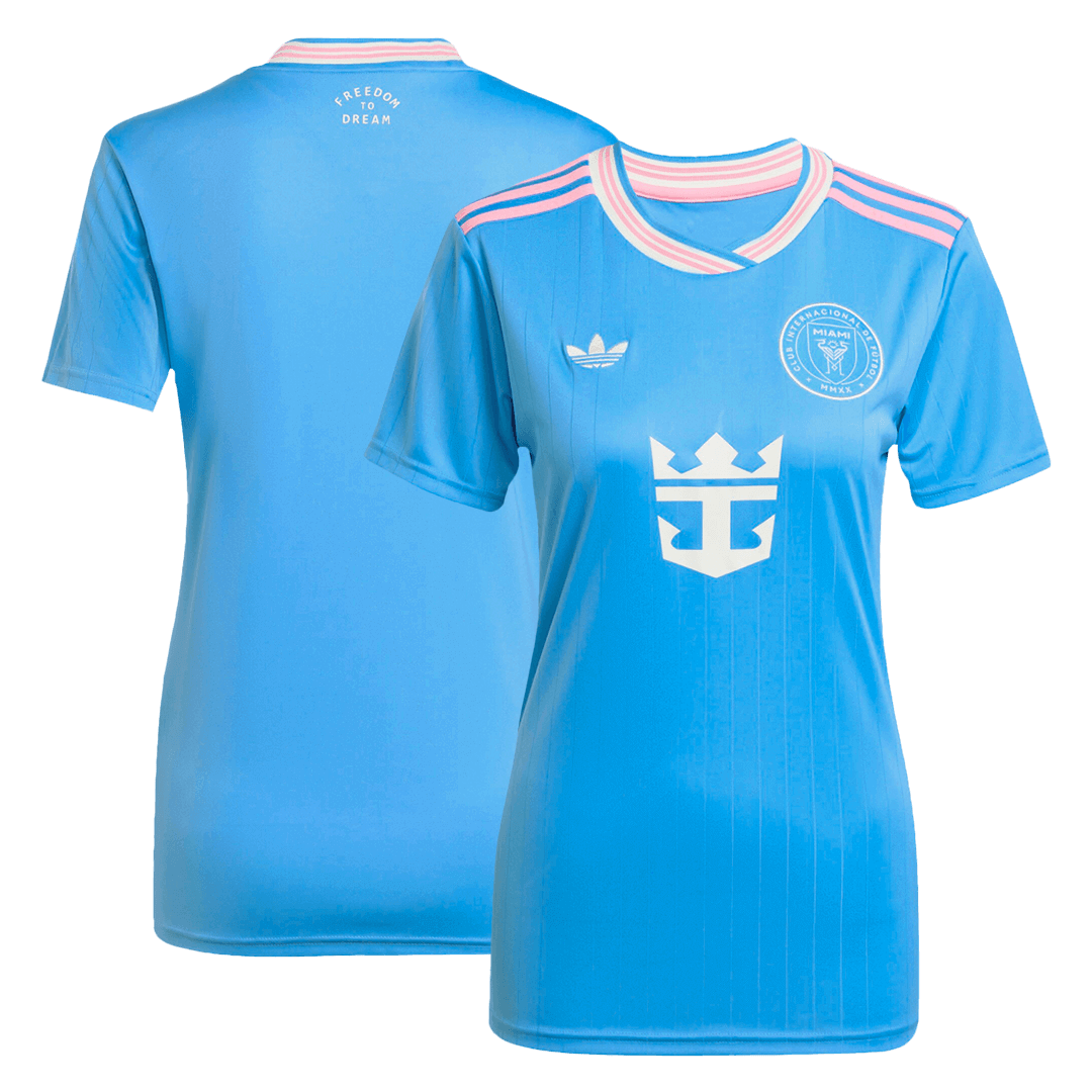 Camiseta de fútbol de visitante del Inter Miami 2025 para mujer, azul, tercera equipación