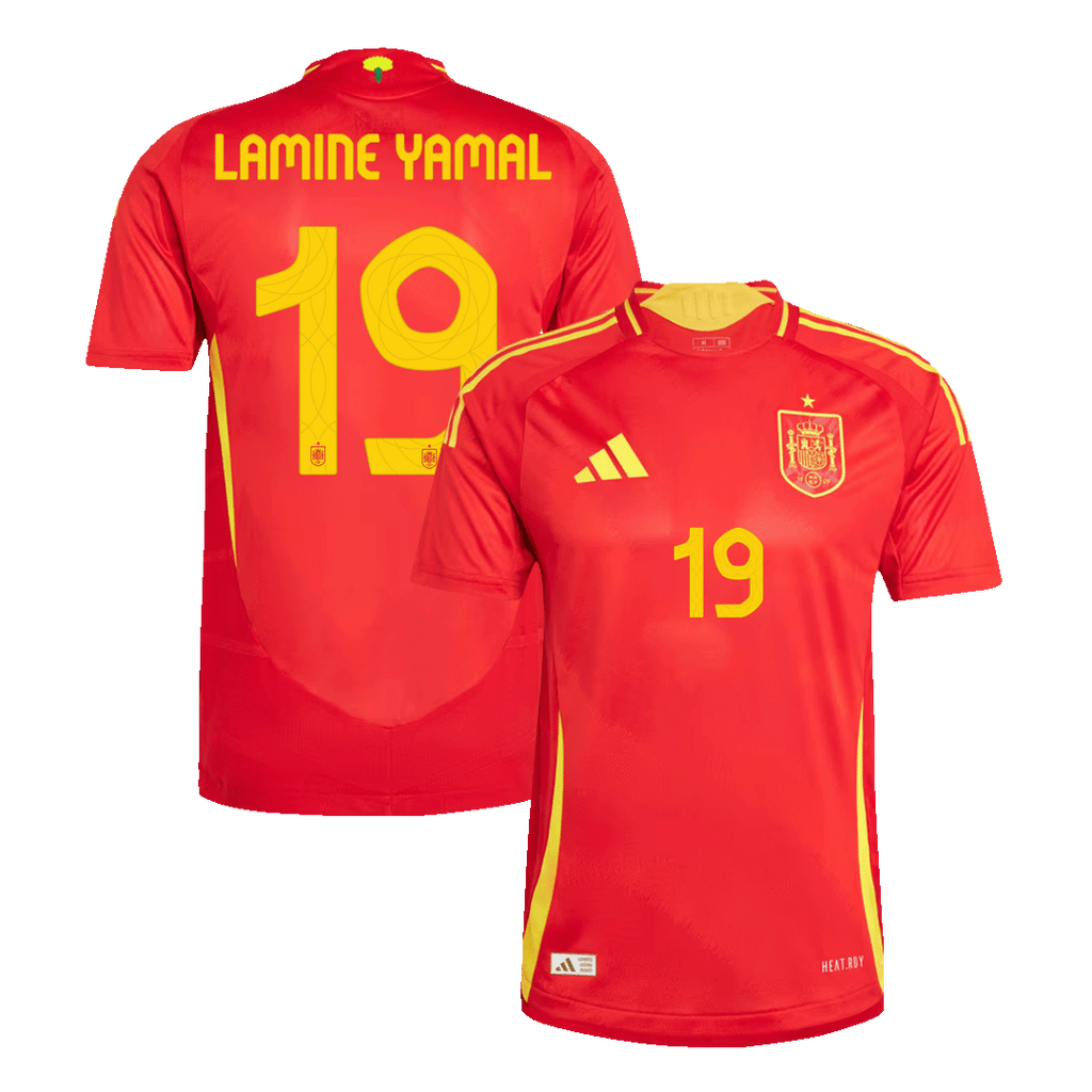 Soccer Kits Authentic LAMINE YAMAL #19 Spain Home Soccer Jersey Euro 2024