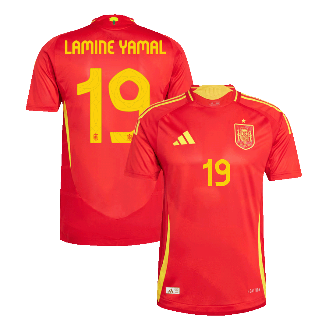 Soccer Kits Authentic LAMINE YAMAL #19 Spain Home Soccer Jersey Euro 2024