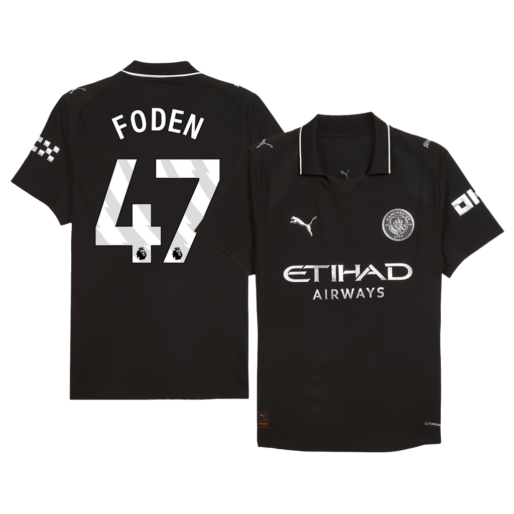 Soccer Kits Authentic FODEN #47 Manchester City Away Soccer Jersey 2025/26 Black