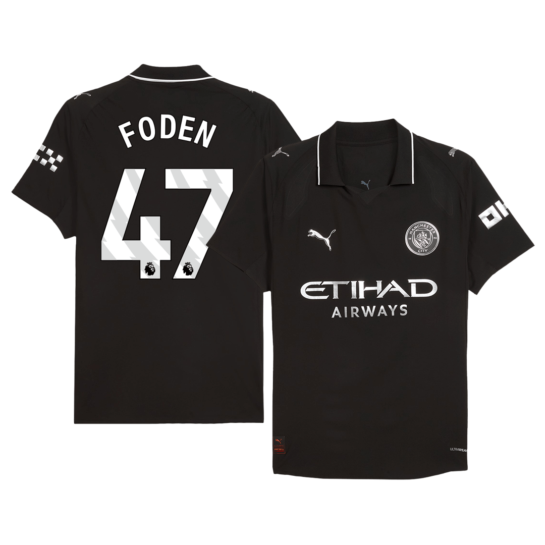 Soccer Kits Authentic FODEN #47 Manchester City Away Soccer Jersey 2025/26 Black