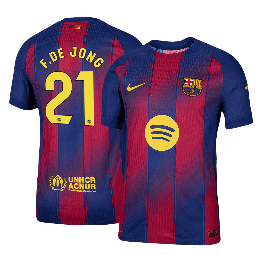 Soccer Kits AuthenticF.DE JONG #21  Barcelona Home Soccer Jersey 2025/26 Red&Blue