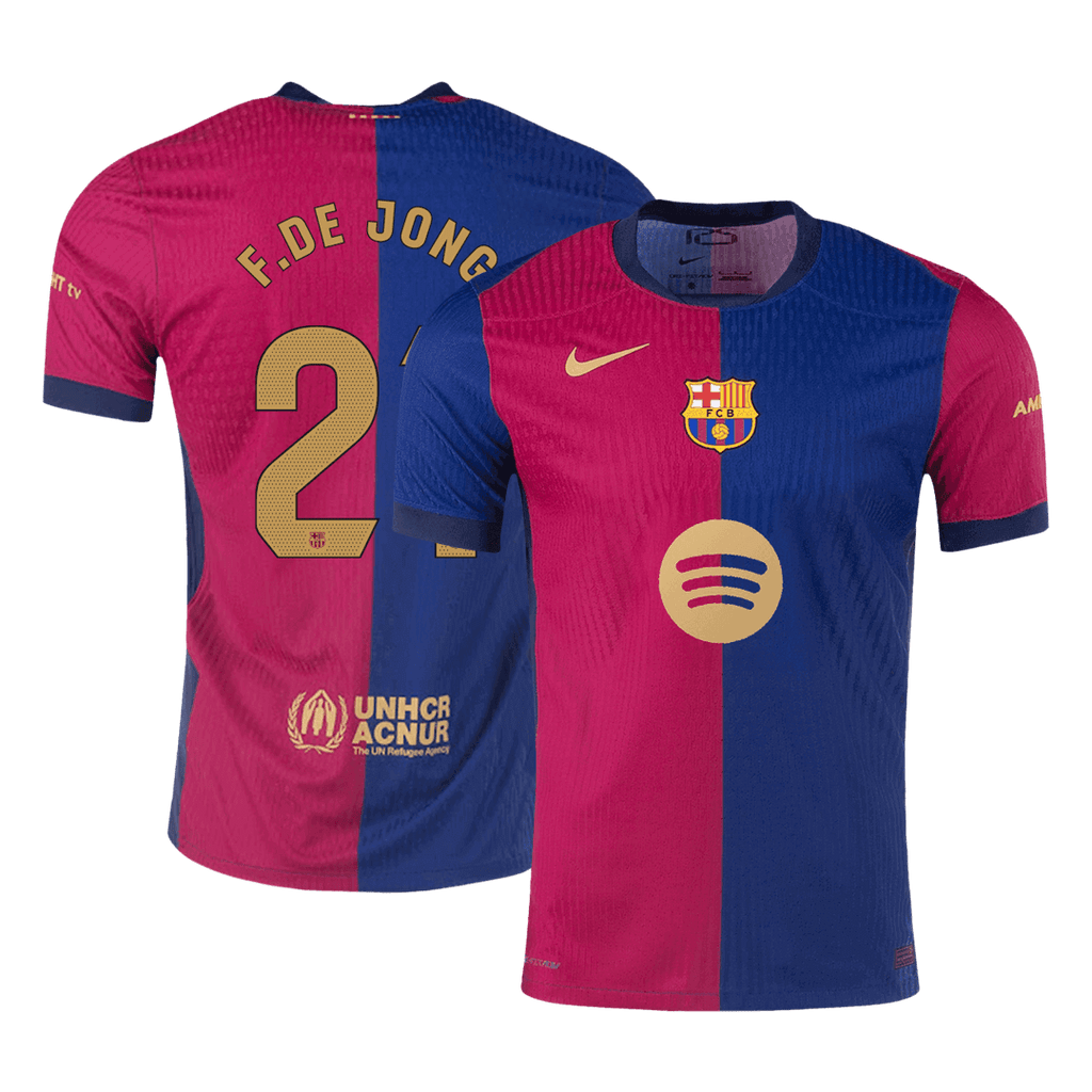 Soccer Kits Authentic F.DE JONG #21 Barcelona Home Soccer Jersey 2024/25 - Spotify Logo Without Text