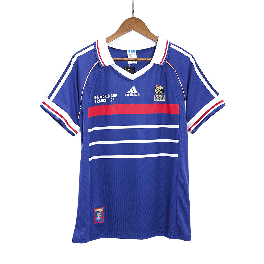 Maillot de football rétro domicile de la Coupe du monde de France 1998 