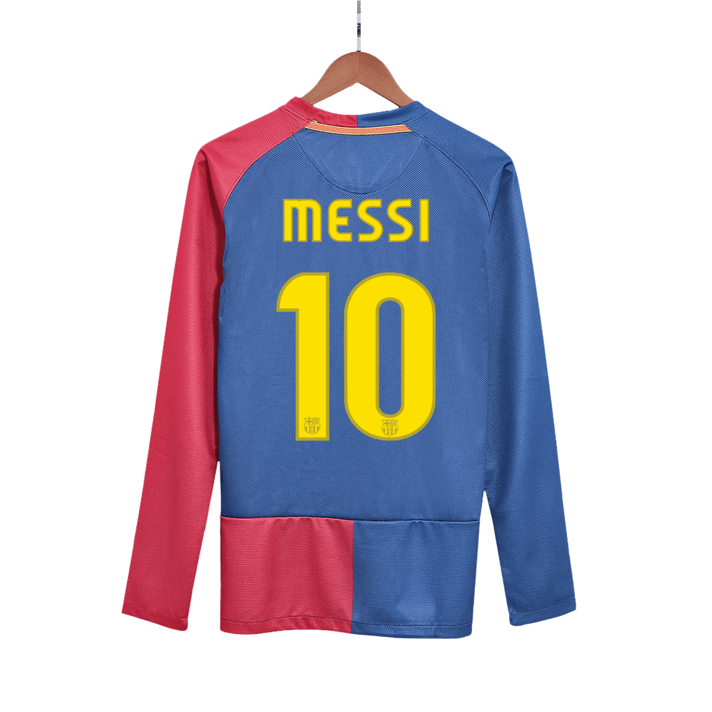 Camiseta de fútbol retro Messi #10 2008/09 de local del Barcelona, ​​manga larga - Final de la UCL 