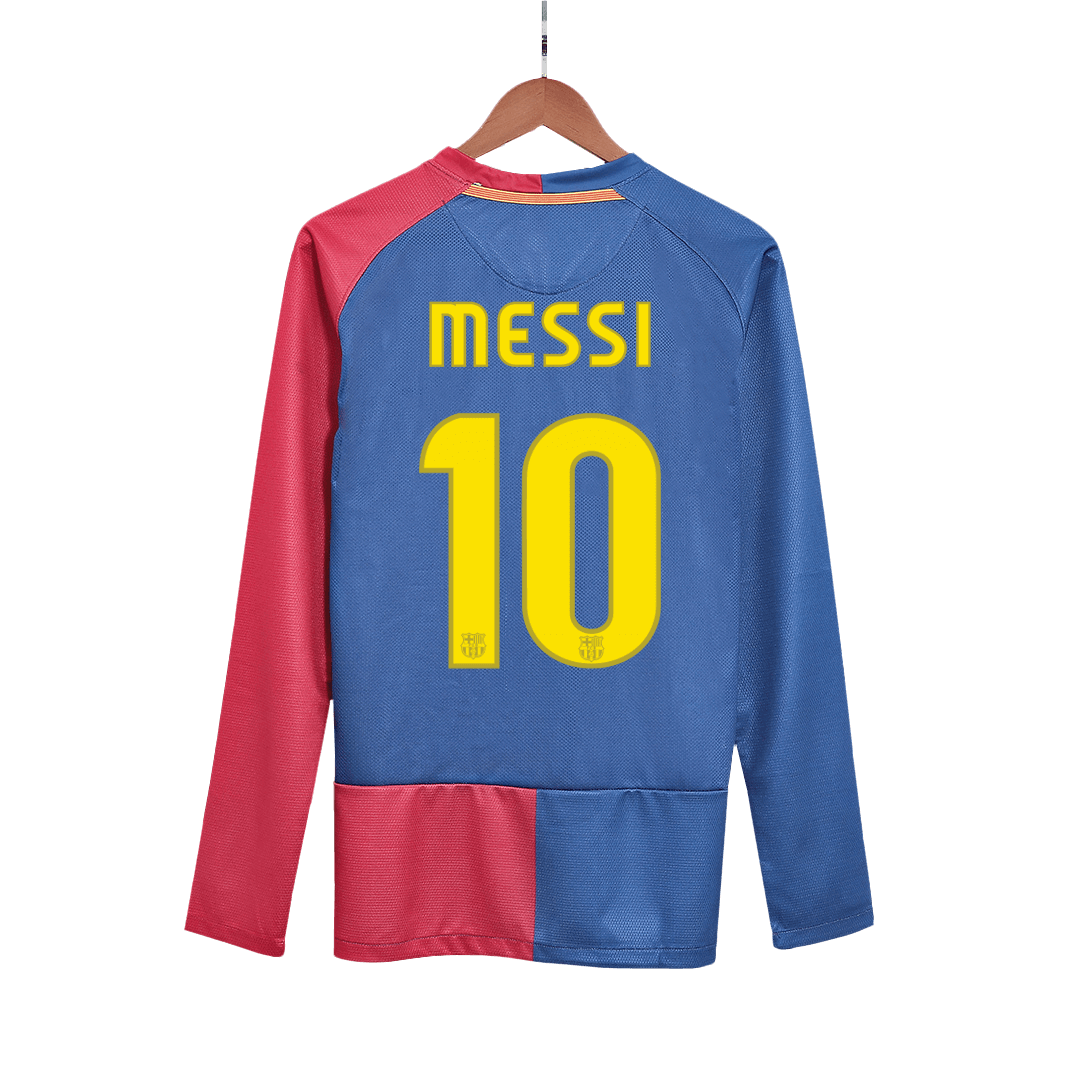 Camiseta de fútbol retro Messi #10 2008/09 de local del Barcelona, ​​manga larga - Final de la UCL 