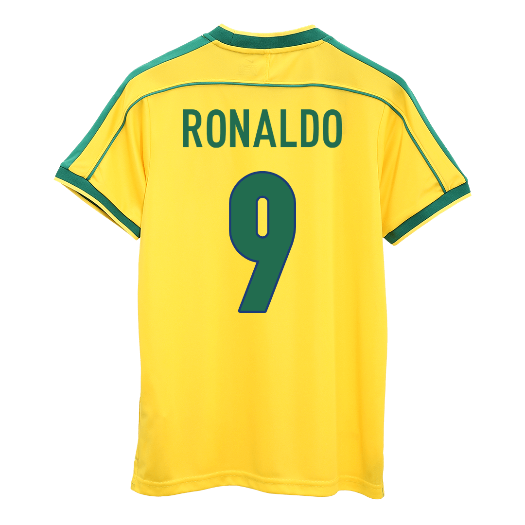 Camiseta de fútbol retro RONALDO #9 de Brasil 1998 - Copa del Mundo