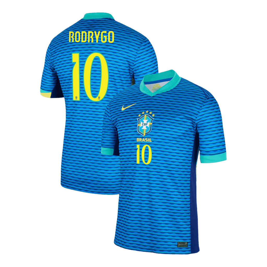 Kits de fútbol RODRYGO #10 Brasil Camiseta de fútbol de visitante Copa América 2024 