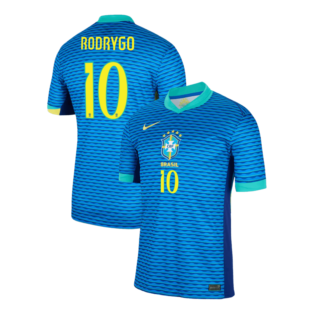 Kits de fútbol RODRYGO #10 Brasil Camiseta de fútbol de visitante Copa América 2024 