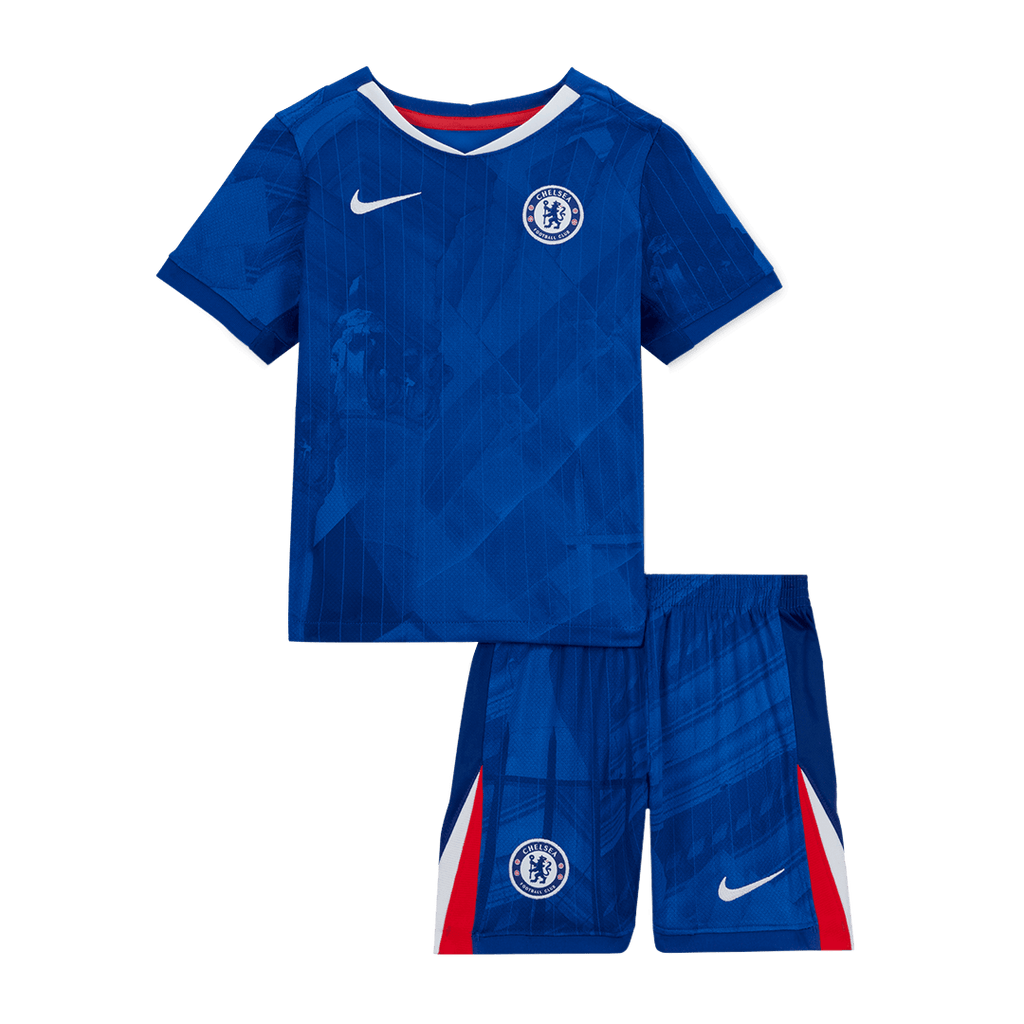 Kit de fútbol para niños: camiseta de local del Chelsea (camiseta y pantalones cortos) 2025/26, azul
