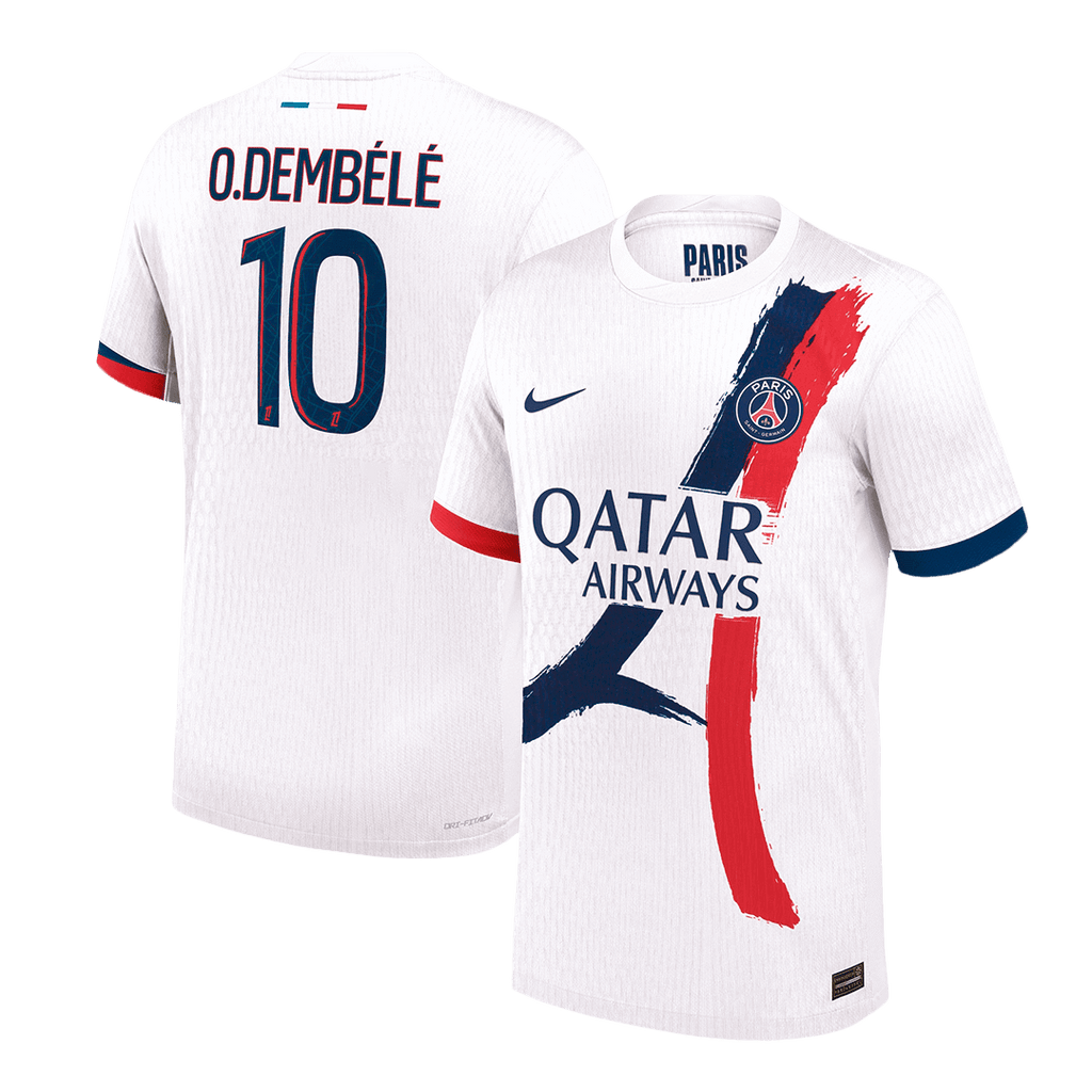 Soccer Kits Authentic  O.DEMBÉLÉ #10 PSG Away Soccer Jersey 2024/25 White