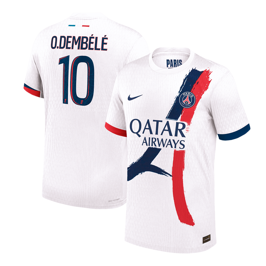 Soccer Kits Authentic  O.DEMBÉLÉ #10 PSG Away Soccer Jersey 2024/25 White