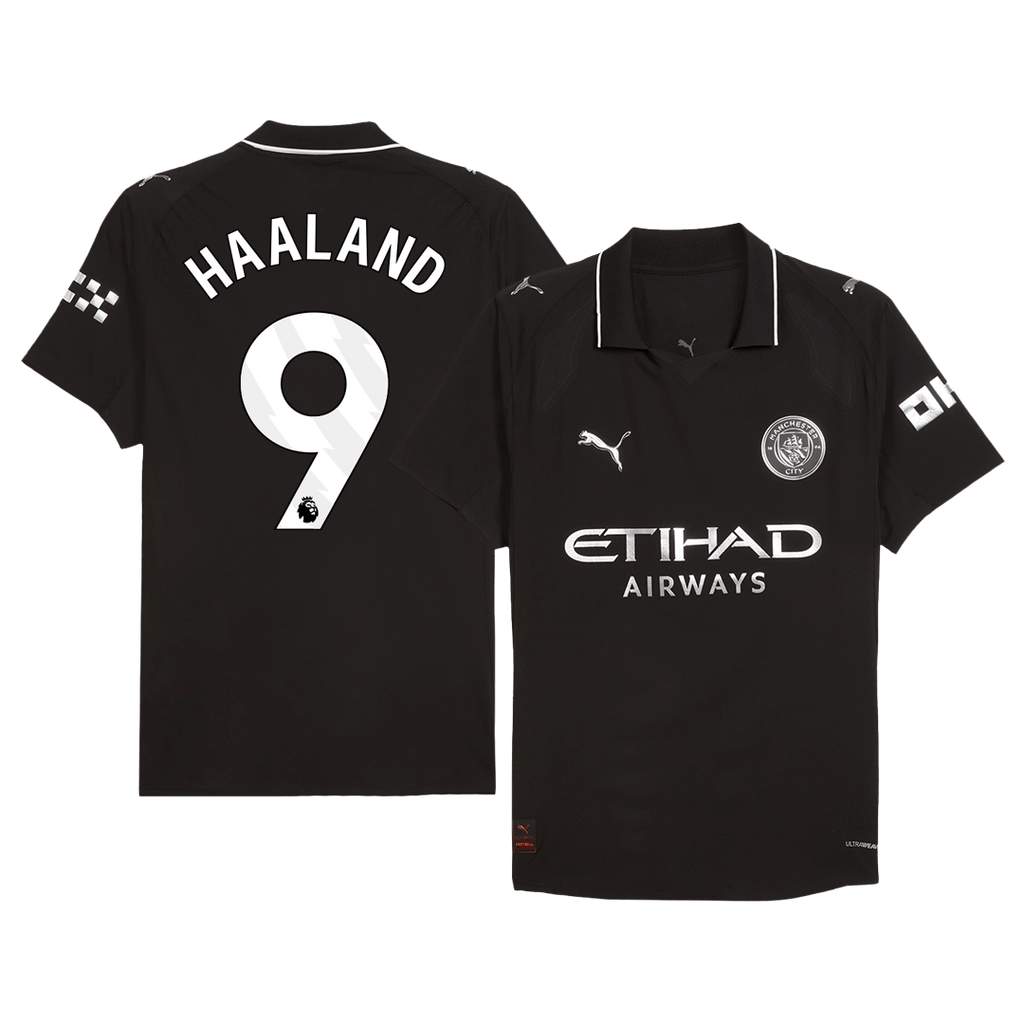 Soccer Kits Authentic HAALAND #9 Manchester City Away Soccer Jersey 2025/26 Black