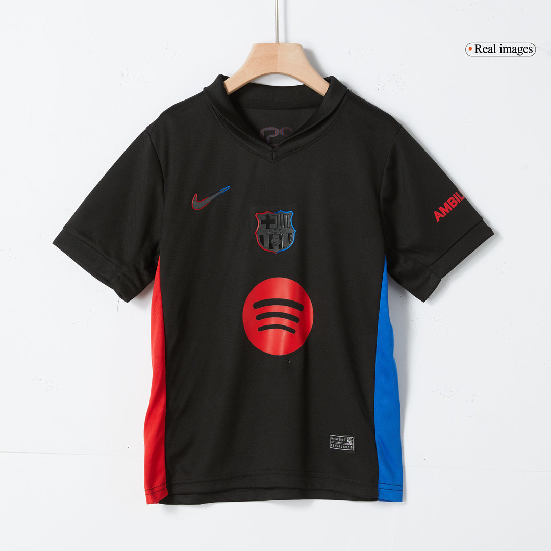 Kits de fútbol para niños del Barcelona (visitante) 2024/25 - Logotipo de Spotify sin texto