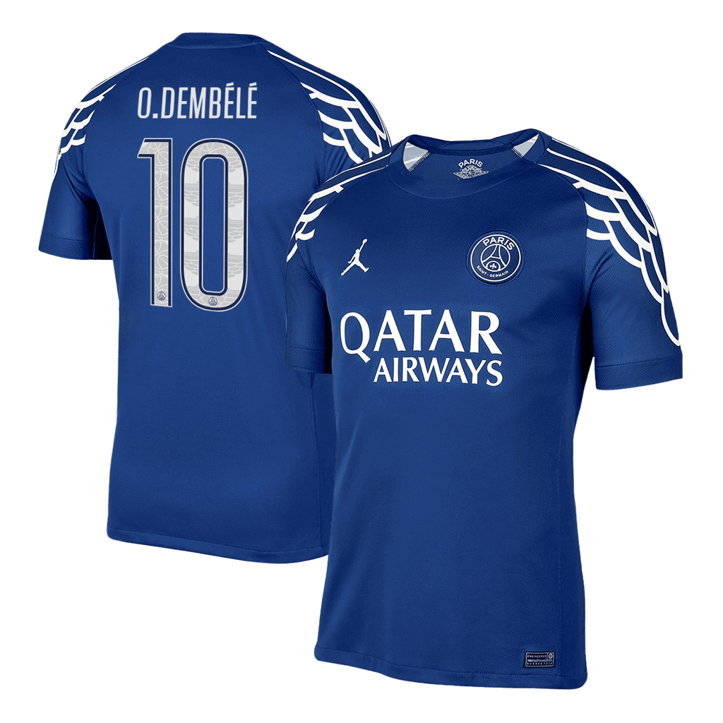 Maillot de football O. DEMBÉLÉ #10 PSG Extérieur 2024/25 Bleu marine - UCL