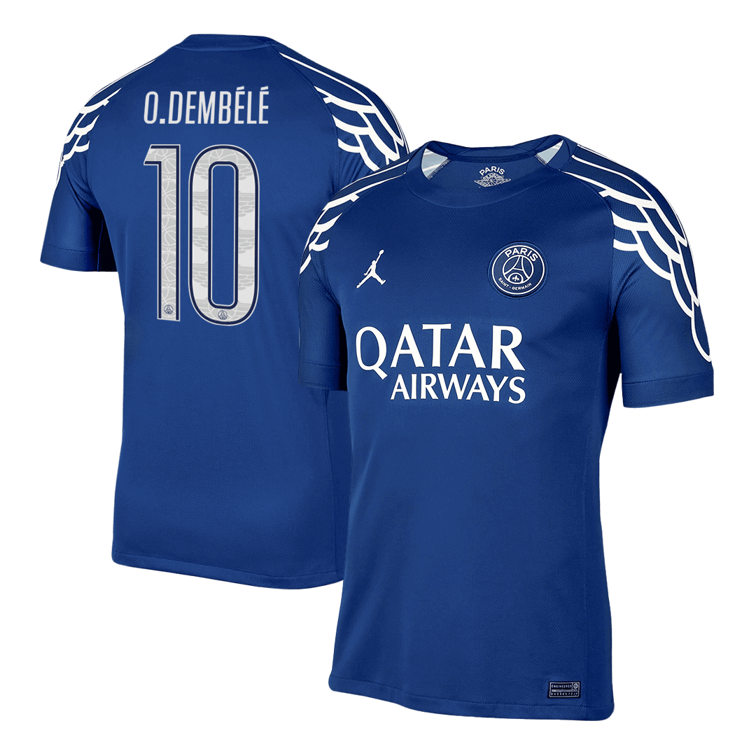Maillot de football O. DEMBÉLÉ #10 PSG Extérieur 2024/25 Bleu marine - UCL