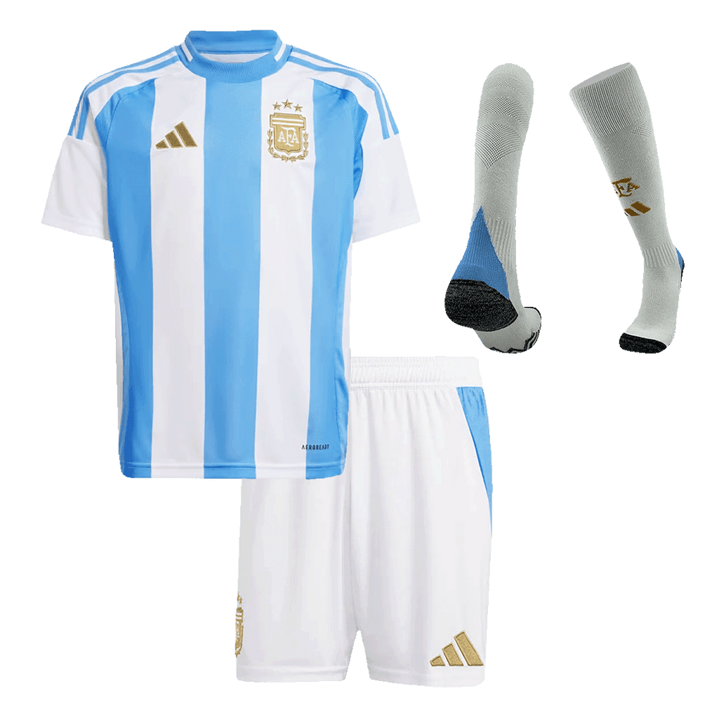 Maillot de football domicile Argentine pour enfant (maillot, short, chaussettes) Copa America 2024