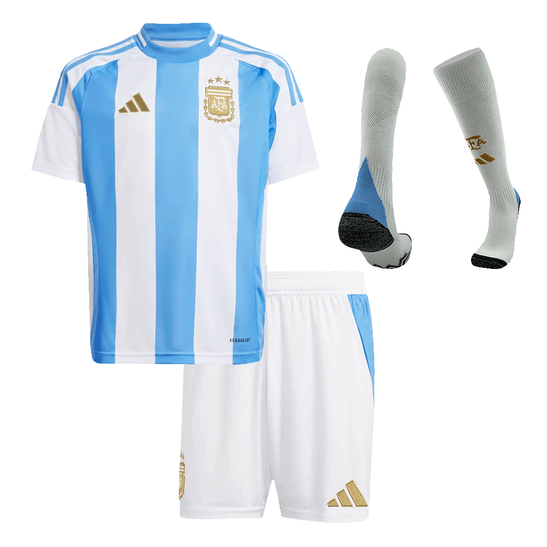 Maillot de football domicile Argentine pour enfant (maillot, short, chaussettes) Copa America 2024