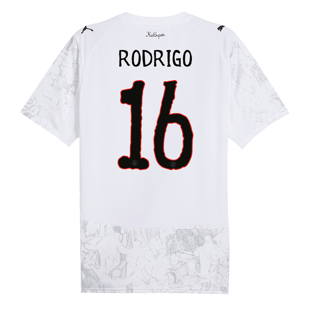 Maillot de football Rodrigo #16 Manchester City KidSuper 2025/26 Blanc - Coupe du Monde des Clubs
