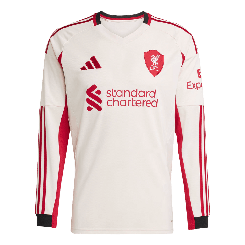 Soccer Kits 25/26 Livepool Away Long Sleeve Jesey White
