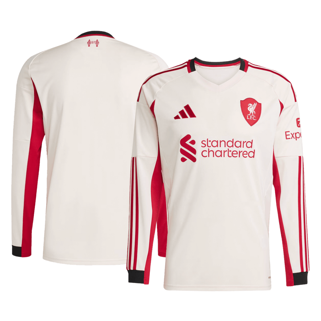 Soccer Kits 25/26 Livepool Away Long Sleeve Jesey White