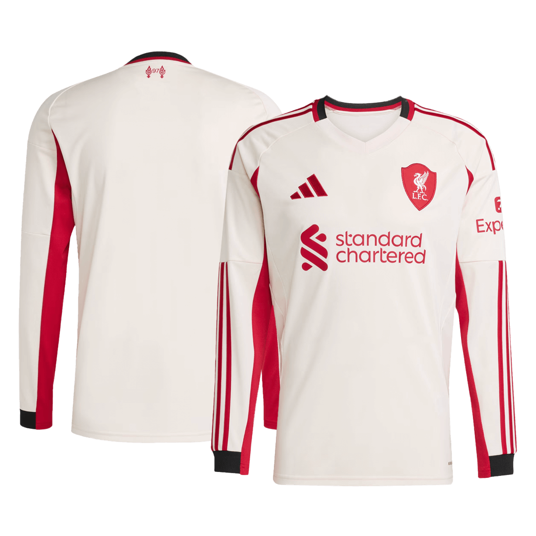 Soccer Kits 25/26 Livepool Away Long Sleeve Jesey White