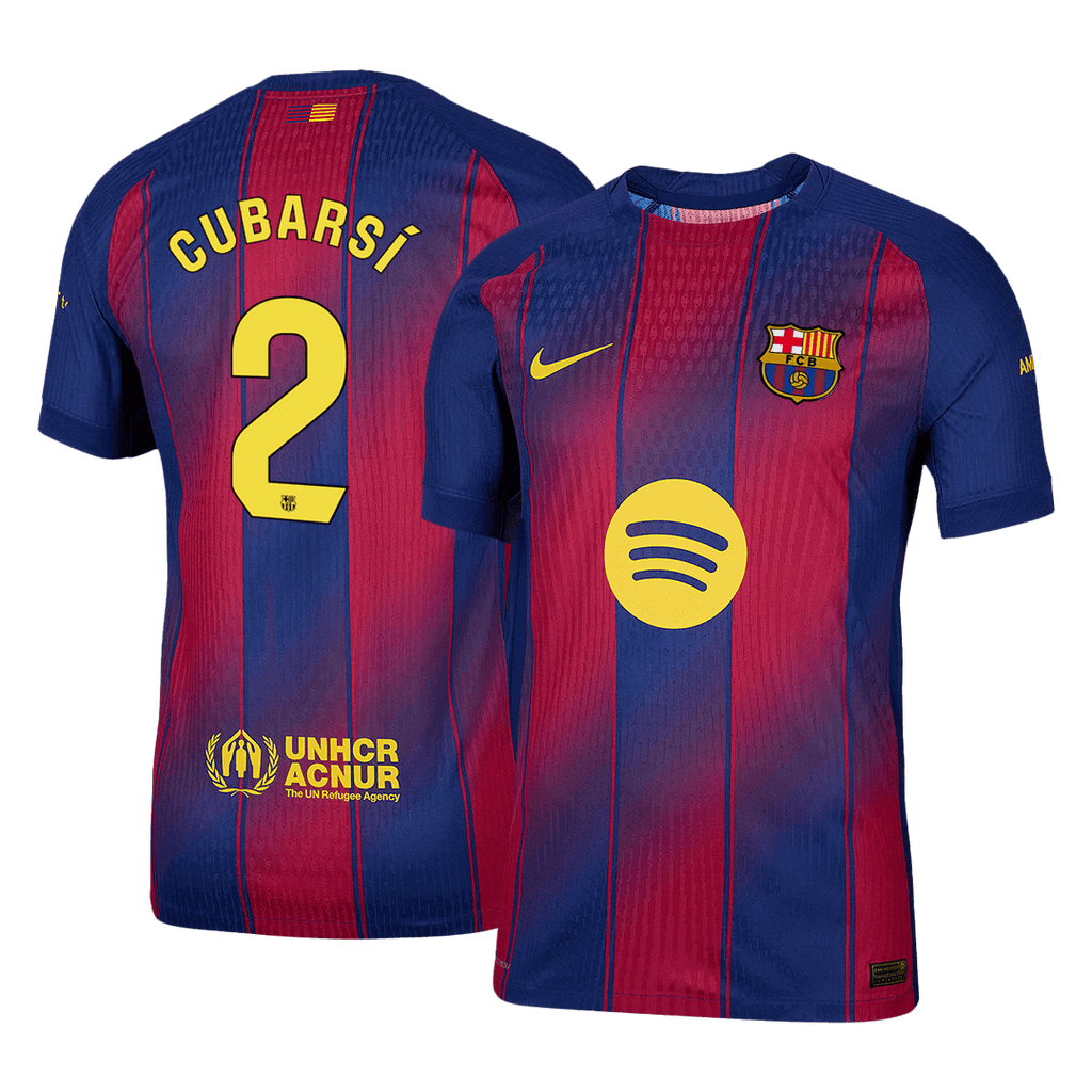 Soccer Kits Authentic CUBARSÍ #2  Barcelona Home Soccer Jersey 2025/26 Red&Blue