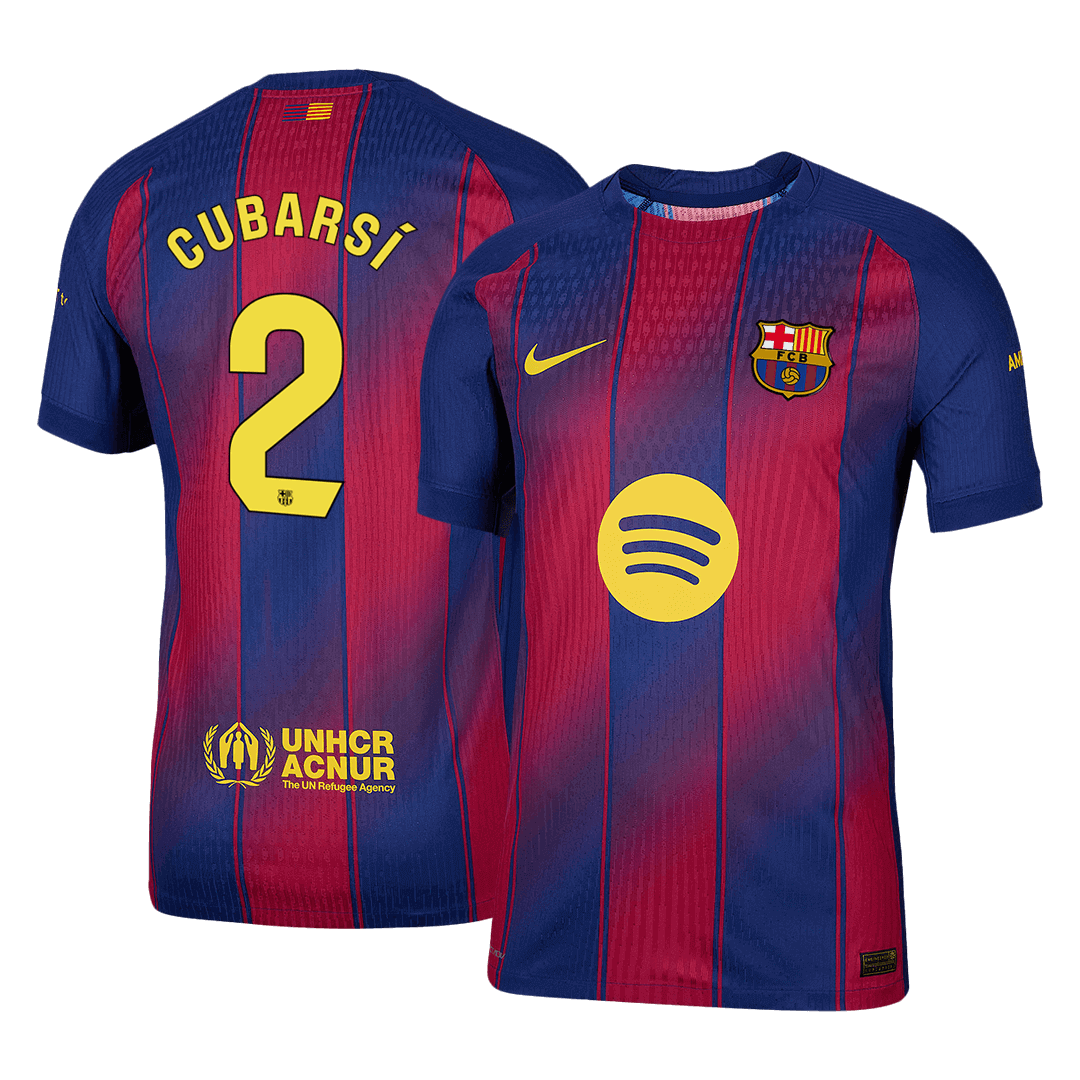Soccer Kits Authentic CUBARSÍ #2  Barcelona Home Soccer Jersey 2025/26 Red&Blue