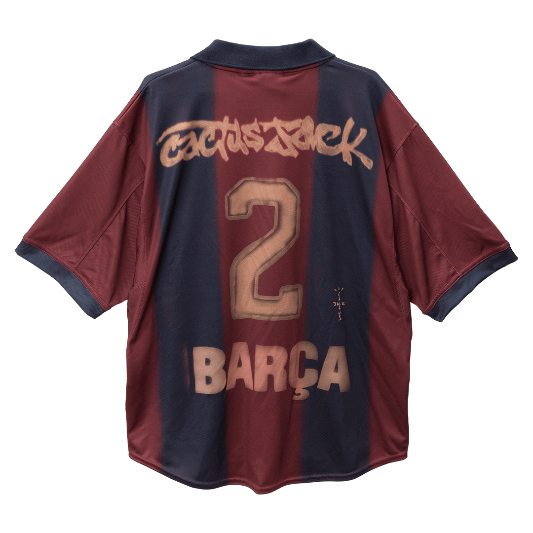 Maillot de football rétro domicile Barcelone X CJ 2000/01 rouge et bleu